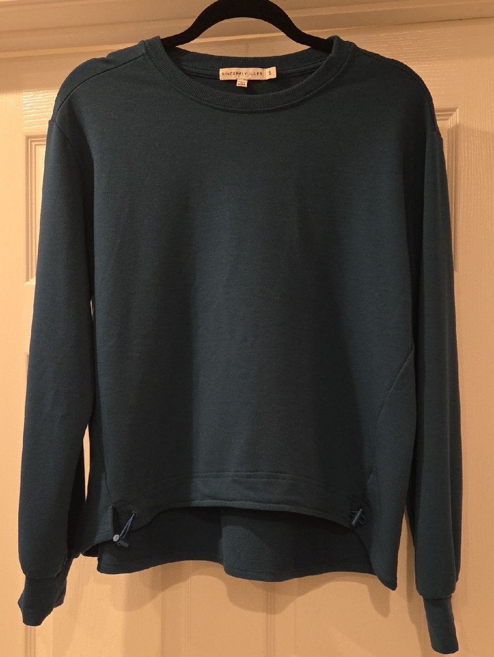 Sincerly Jules Teal Crewneck Sweatshirt with Drawstring Hem